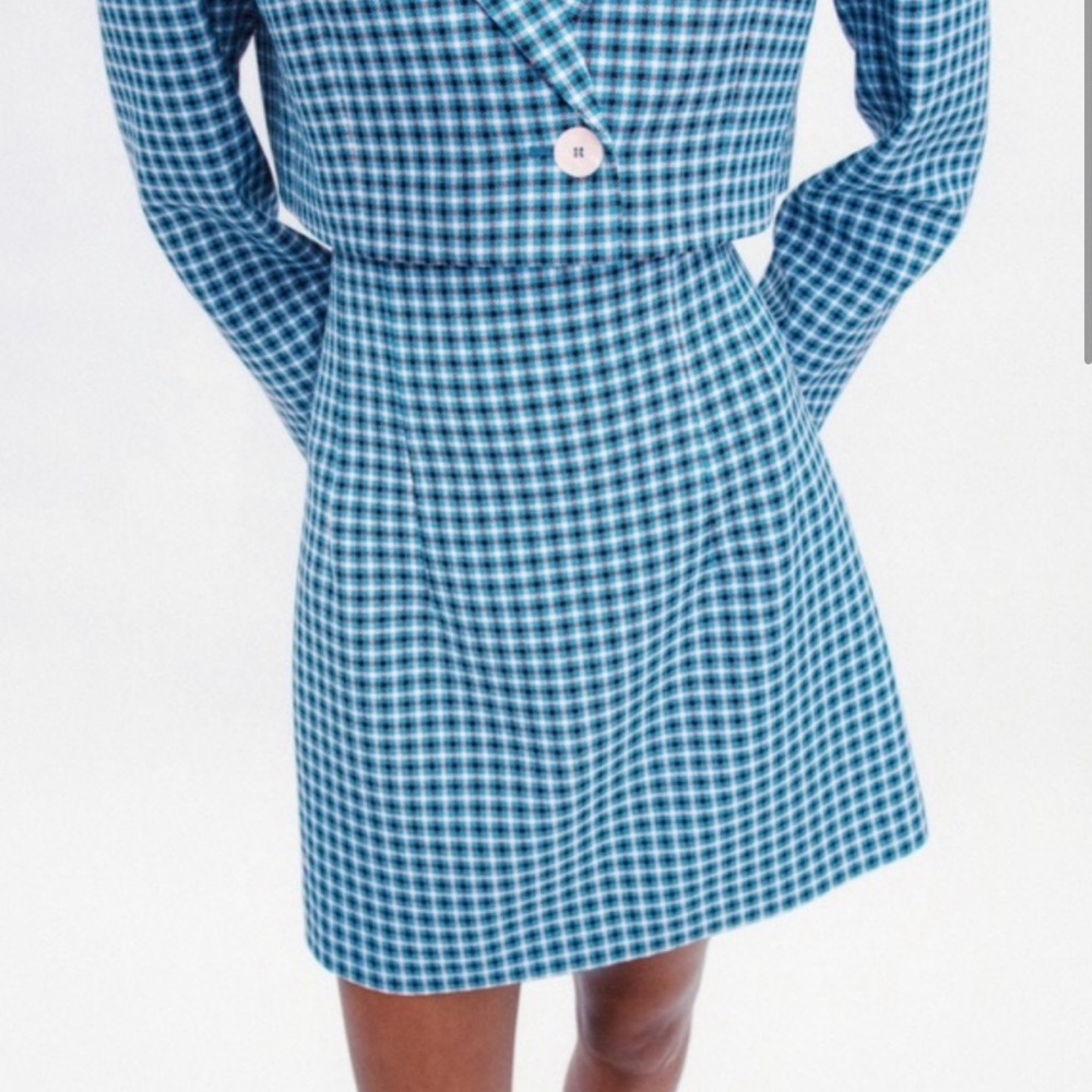 Zara Blue Checkered Skirt